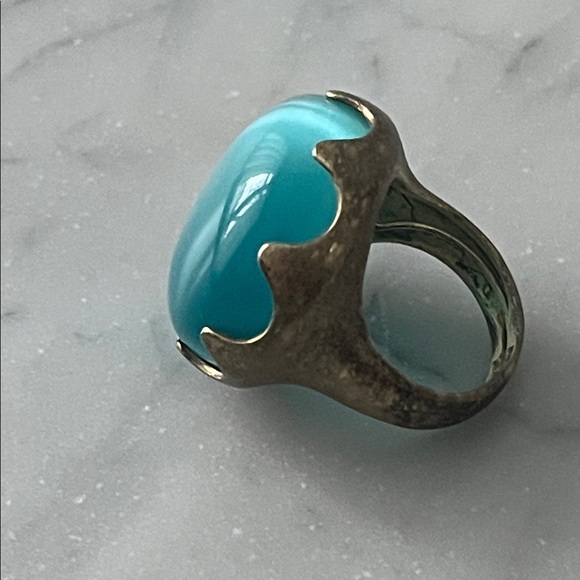 Vintage Y2K Oversized Blue Stone Women's Ring - Picture 4 of 8